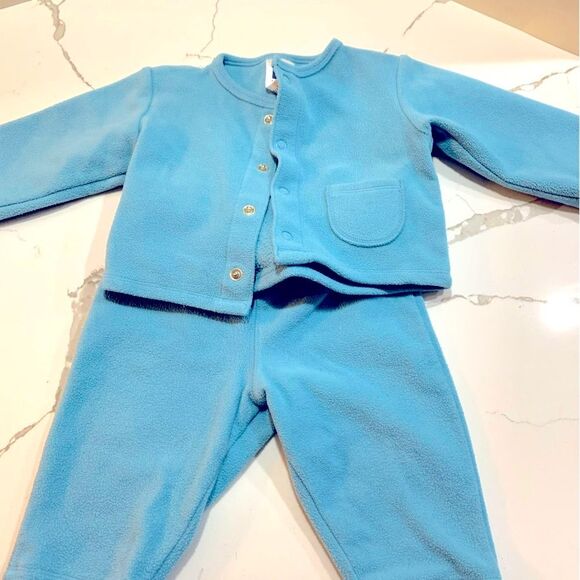 GAP | Baby Boys Blue Fleece Pants and Shirt Outfit Set 6-12M - Picture 3 of 5